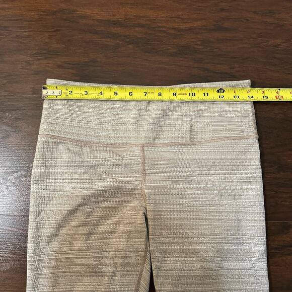 Athleta tan & white stripes textured leggings size M - Picture 9 of 10
